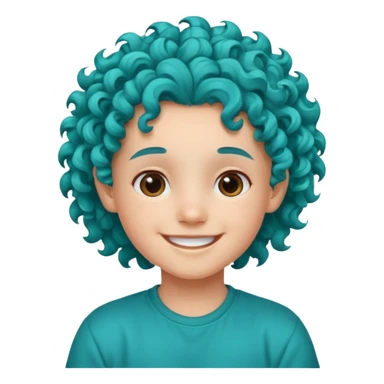 curly turqoise haired kid sticker
