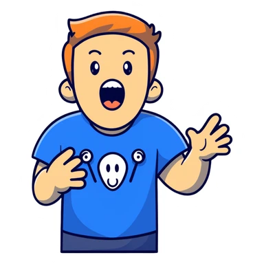 screaming IT guy wearing an Atlassian Jira t-shirt, cartoonish sticker sticker