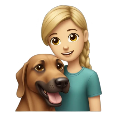 A boy with beard and with a beautiful girl playing with a boy Doberman dog sticker