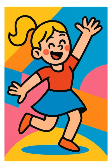 blond dancing girl, vibrant and joyful sticker