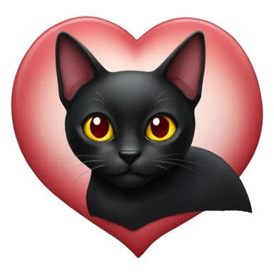 Black cat with dark red heart  sticker