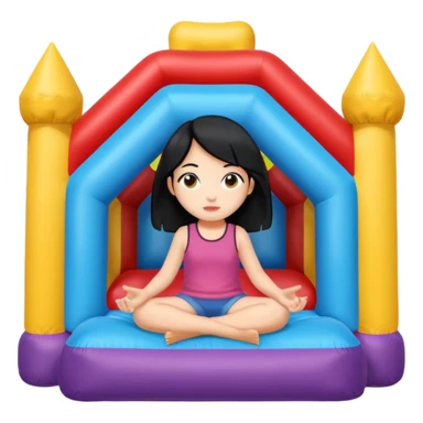 black hair girl-sitting-in-bouncy-house sticker