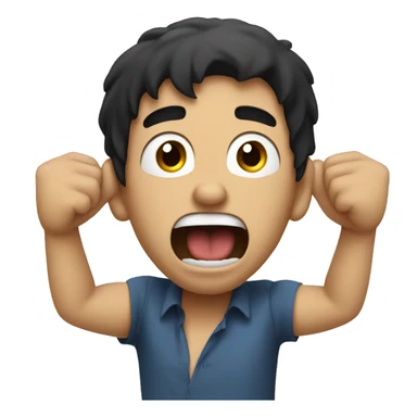 man with dark hair covers his ears and screams sticker