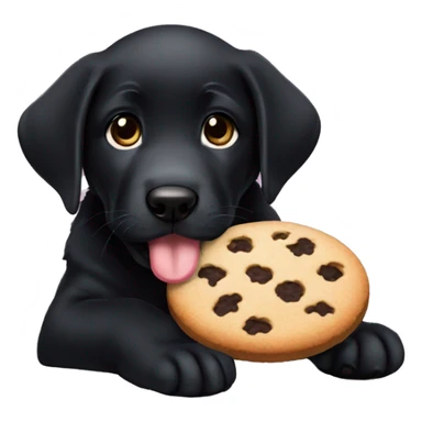 black labrador puppy eats cookie sticker