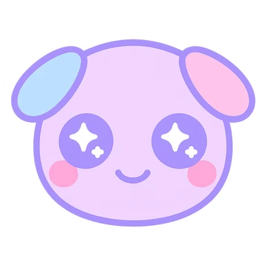 human face with dog ears and starry eyes, kawaii style sticker