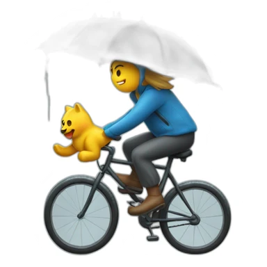 Riding a bicycle in the rain with headwind sticker