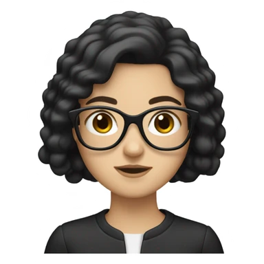 white girl with black medium hair wearing glasses sticker
