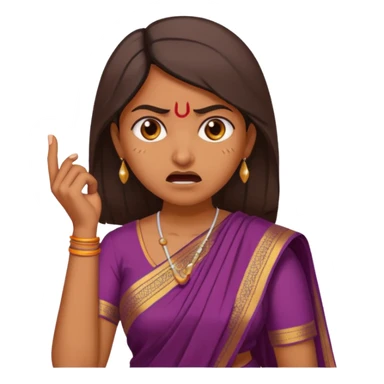 generate an indian female teacher calling. looking mad. Dressed in a saree sticker