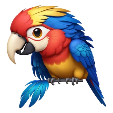 Cinematic Realistic Noble Macaw Portrait Emoji, Poised and majestic, with a robust, vibrant build and meticulously detailed plumage in scarlet, deep blue, and touches of gold, a strong, curved beak and piercing, intelligent eyes, rendered with lifelike feather texture and natural lighting, high shine, commanding and regal, styled with an air of tropical authority, focused and attentive, soft glowing outline, capturing the essence of a watchful and confident macaw that appears ready to soar out of the screen with effortless splendor! sticker