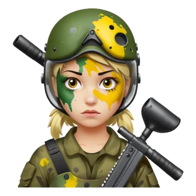 paintball player face girl sticker