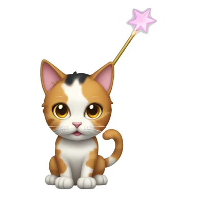  Calico cat with magic wand sticker