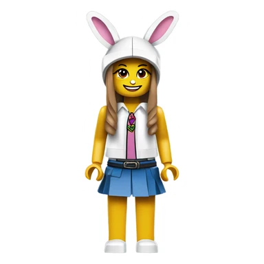 Lego toy girl whole body with rabbit hat  sticker