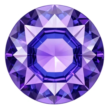 Round cut tanzanite gemstone with holographic blue-purple color shift and brilliant facets sticker