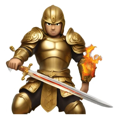 St Michael, with a flaming sword, ready for battle sticker