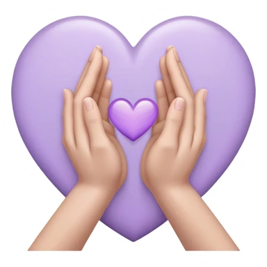 Hands joined in prayer with a pale purple heart sticker