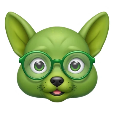 green alien dog with folded ears, wearing glassess sticker