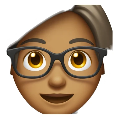 Una mujer de cabello castaño obscuro lizo con gafas sonriendo acarcagadas  sticker