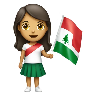 A girl holding the Lebanese flag  sticker