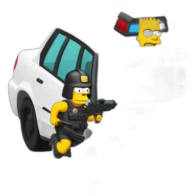 Homer simpson drift contre policier sticker
