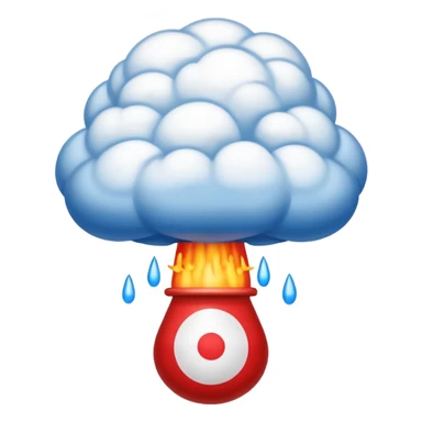 French flag with a cartoon nuclear explosion mushroom cloud directly above it, emoji style sticker