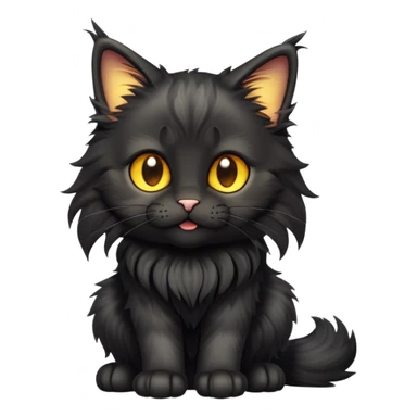 cinematic-cute black-maine-coon-cat-full-body-on all fours-emoji,-head-tilted-playfully-and-inquisitively,-sleek--black-fur,-simplified-yet-adorable-features,-highly-detailed,-glowing-with-a-warm,-friendly-glow -simplified-yet-realistic sticker