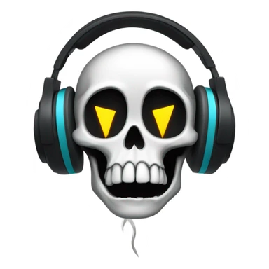 skull with headphones lightning bolt eyes sticker