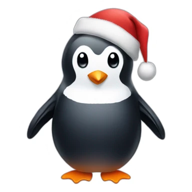 penguin wearing a christmas hat sticker