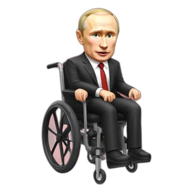 Vladimir putin on tasty meat cube in small wheelchair sticker