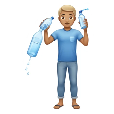 man full body emptying a bottle of water sticker