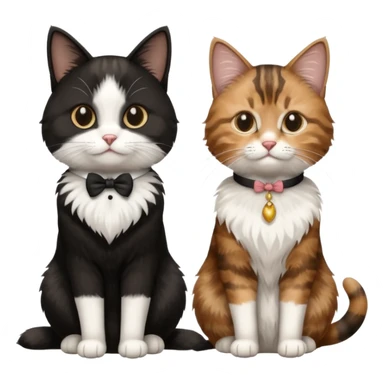 black and white tuxedo cat with brown tabby cat sticker