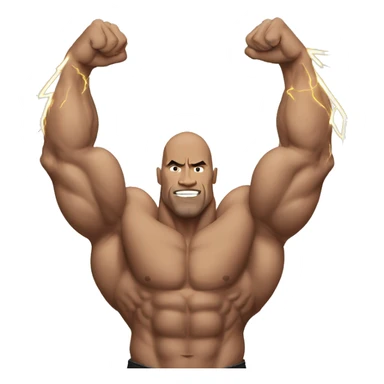 the rock double biceps holding lightning bolts sticker