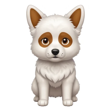 a completely white dog with brown eyes, a long, medium-sized body, and ears with small brown specks on them. sticker