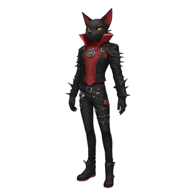 cool edgy black punk red fantasy nargacuga-bat-cat-Fakemon collar harness full body sticker