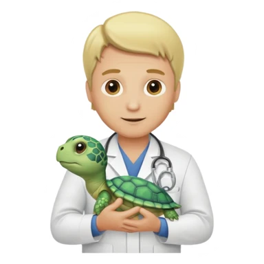 blonde man veterinarian with baby turtle sticker
