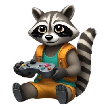 raccoon playing video games sticker