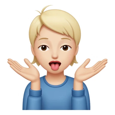 tongue out with hands to the side and eyes closed  sticker