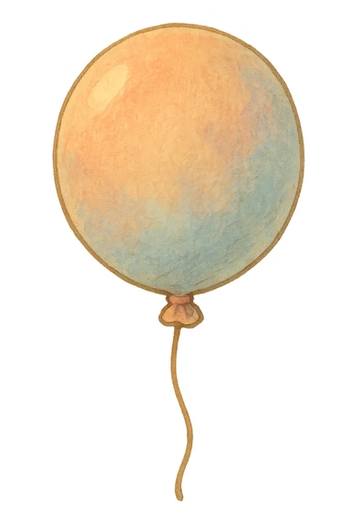 icon of a balloon, soft colors, whimsical, ghibli style sticker