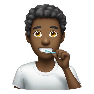 black guy brushing teeth sticker