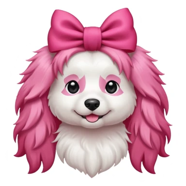 very red long haired white dog with a bow on hair sticker
