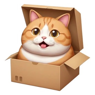 Adorable fat cat stuck in a small box with surprised expression sticker