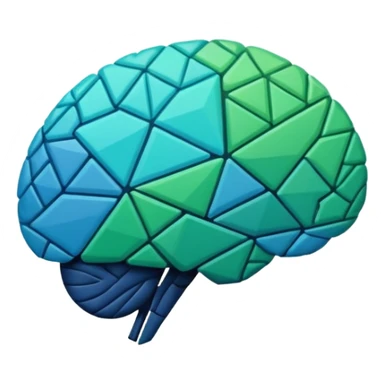 Geometric brain icon, YouTube triangle play button merged with neural network pattern, abstract minimalist design, vector art, vibrant colors, tech-inspired, clean lines, square format for app icon sticker