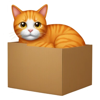 Orange cat in a cardboard house sticker
