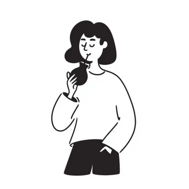 brunette woman drinking mate from a gourd with a bombilla straw sticker