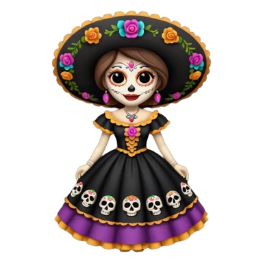 La catrina, día de muertos con vestido de mariachi  sticker