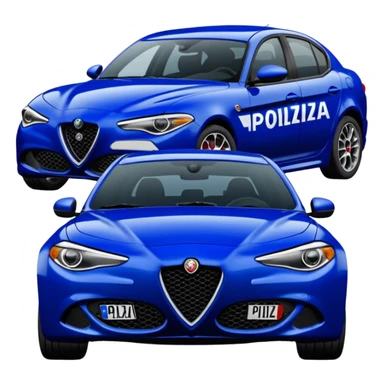 crea auto di servzio alfa romeo giulia tutta blu scuro quasi nero con la scritta sul lato polizia penitenziaria  sticker