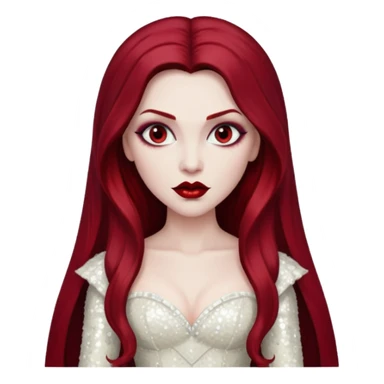 Bride of Dracula with long dark red hair, ivory sequin outfit sticker