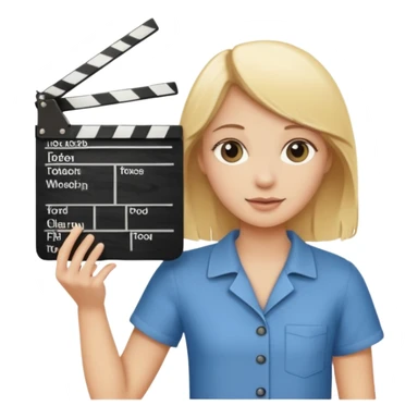 Blonde girl with film clapboard sticker