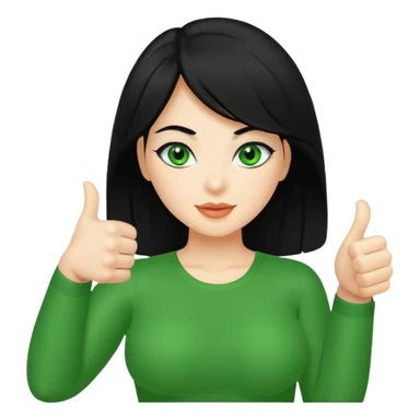 Sexy lady with black hair and green eyes thumbs up black  sticker