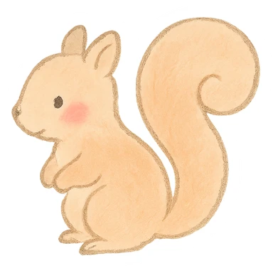 cute pastel squirrel silhouette, Japanese hand-drawn style, full object, transparent background, with blushing cheeks sticker