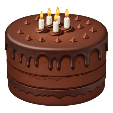 Chocolate fudge cake with chocolate base and chocolate frosting with chocolate pieces. Show the inside of the cake with three thin layers of a lighter chocolate filling  sticker